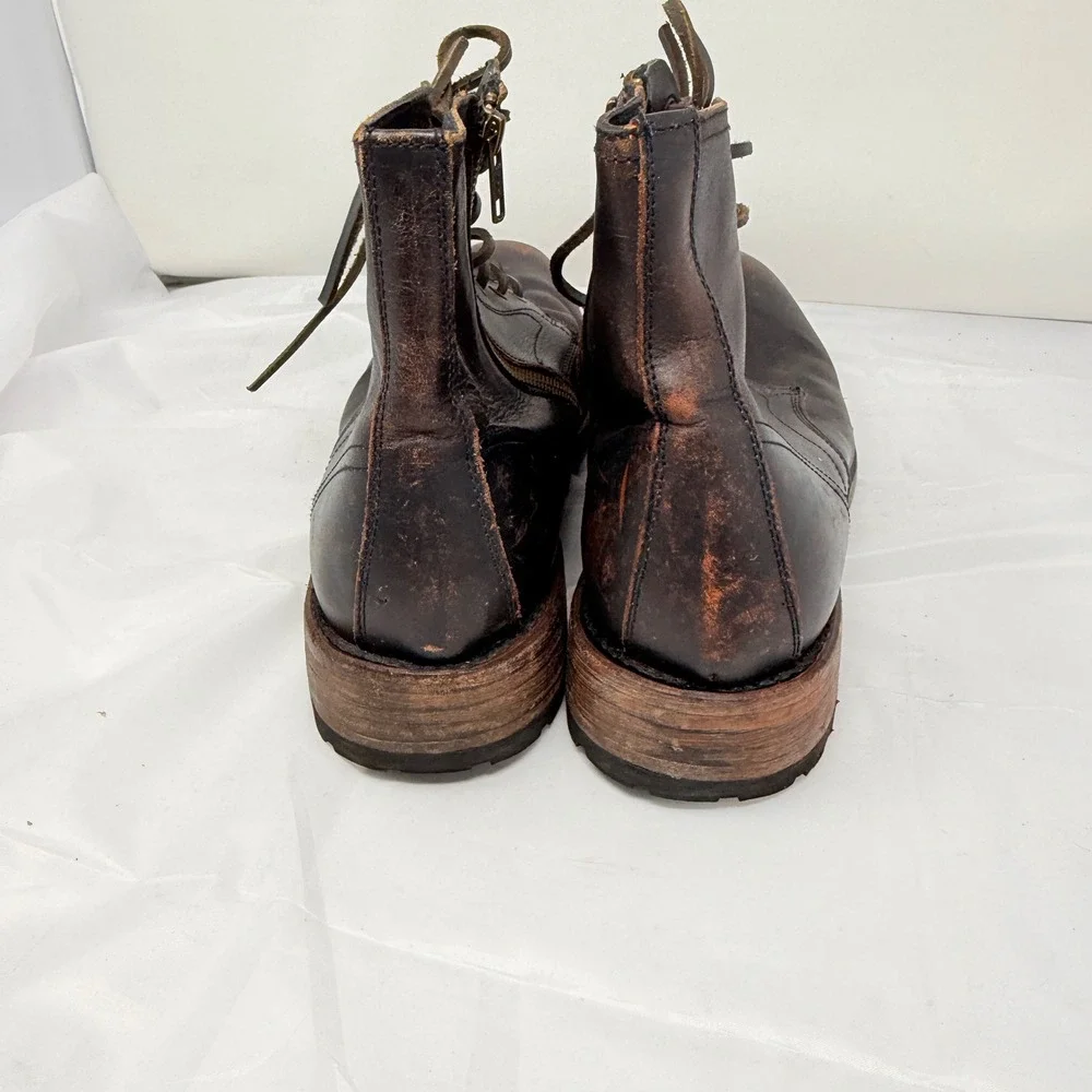 Freebird by Steven Pendleton Mens 12 Brown Leather Distressed Combat Boots Zip